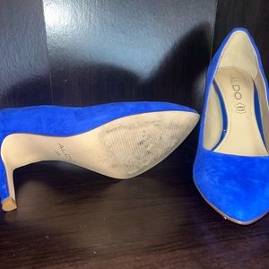 Cobalt Blue suede pumps